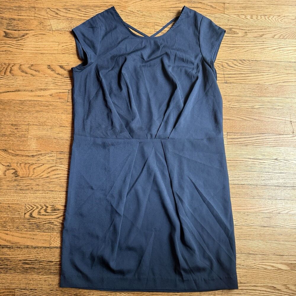Silence + Noise Shift Dress Women’s M Chiffon Sleeveless Office Career Navy Blue